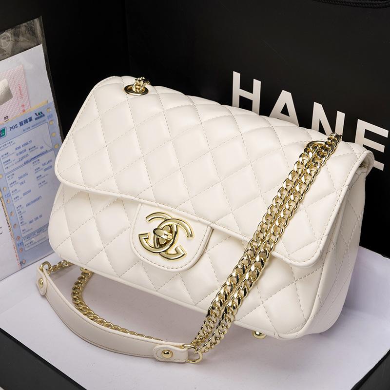 Women's bag new fashionable retro versatile high-end diamond chain bag leather shoulder messenger bag tide