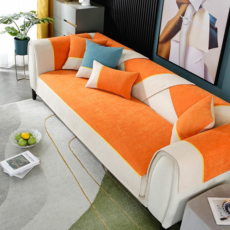 

Chenille Sofa Cushion Non-Slip Four Seasons Universal Backrest Cover Solid Fabric Modern Simple Craft Towel 70*70