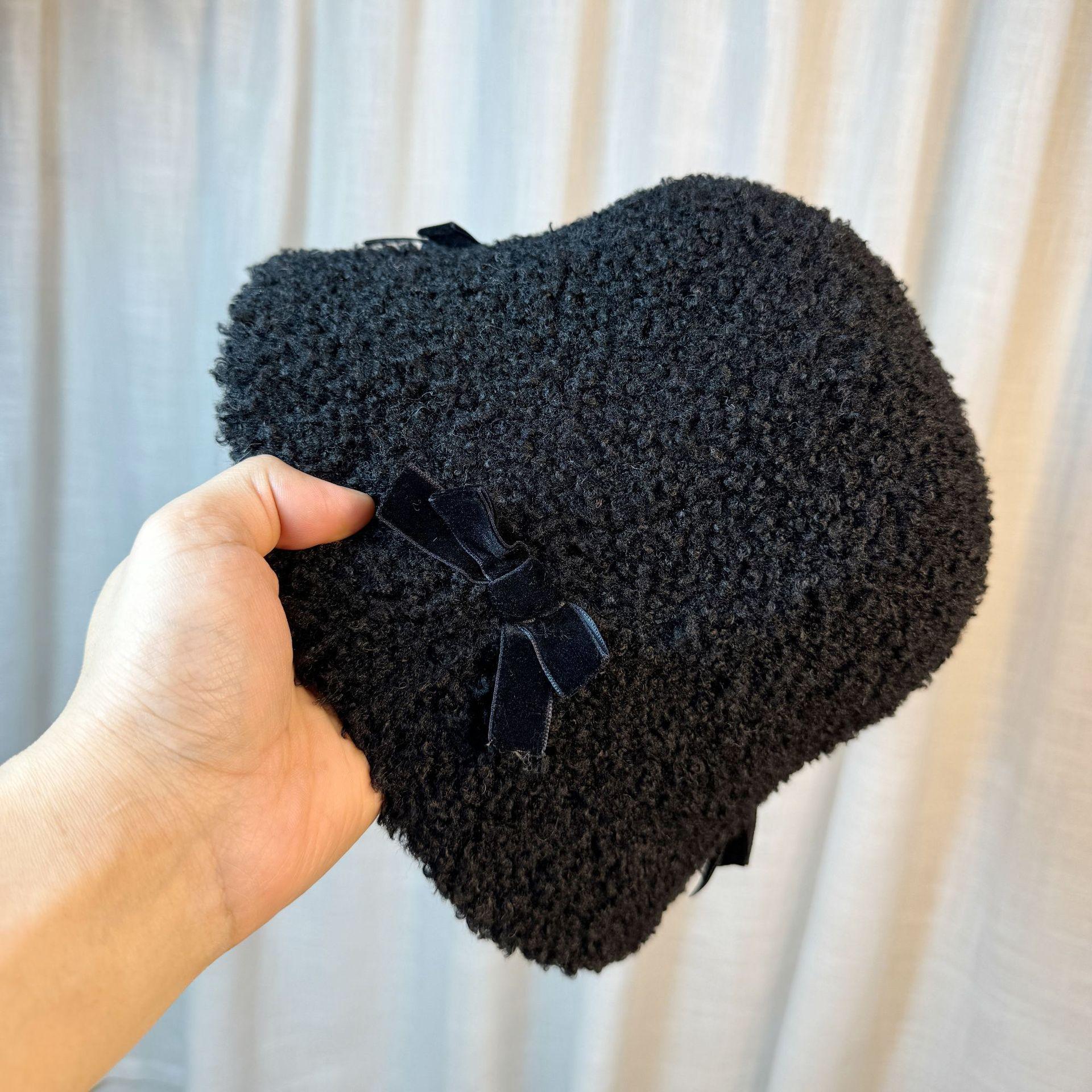 

Bow Fisherman s Hat Children Autumn and Winter Warm Bucket Hat Lamb Wool Basin Hat one size чорний