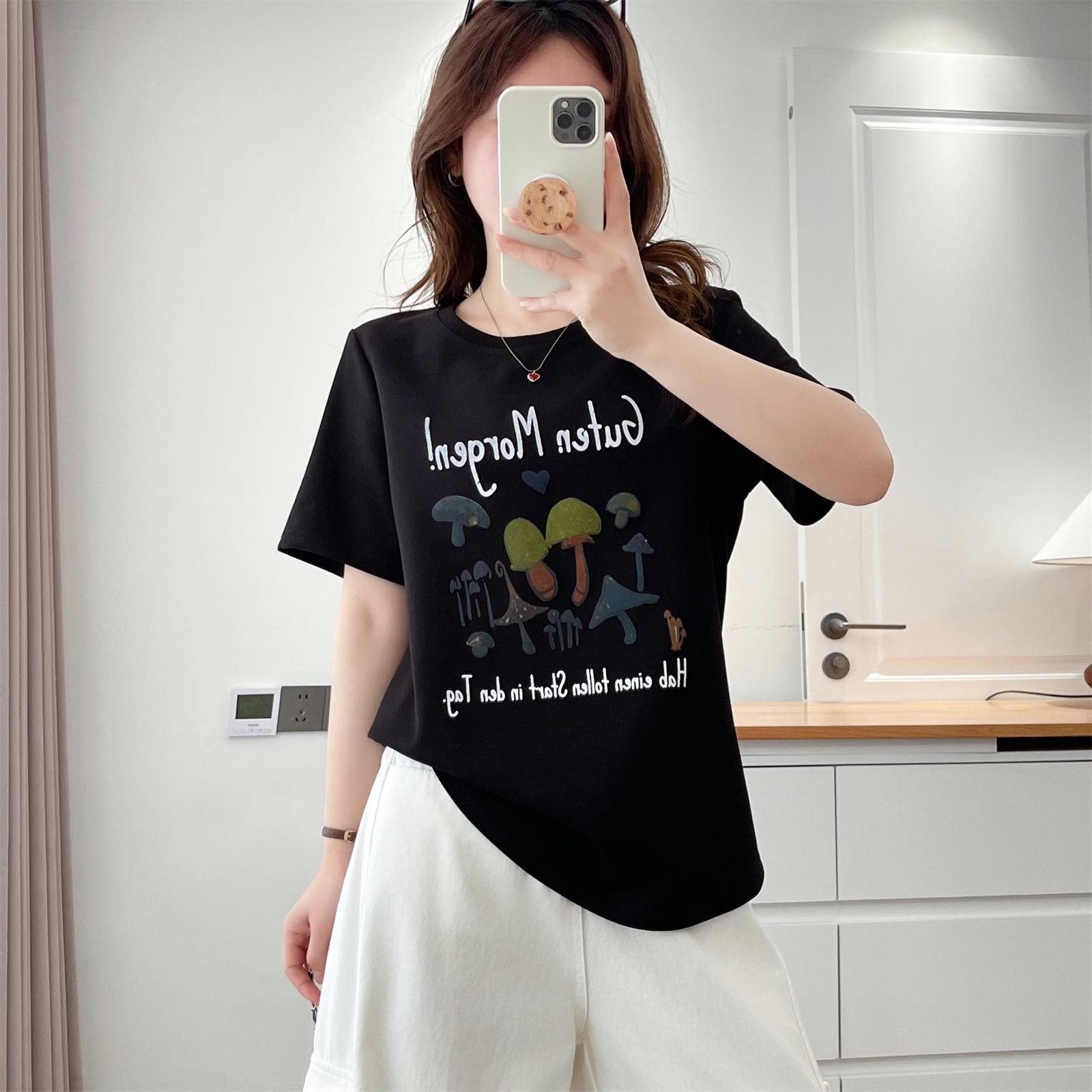 

Plus Size Cartoon Print Round Neck Slimming T-Shirt - Summer Style for 2026 3XL чорний