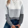 Autumn Winter Pullovers Loose Drop Shoulder Round Neck Color Matching Knitted Pullovers & Long Sleeves Ladies Sweater
