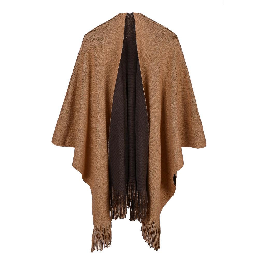 Women's Autumn/Winter Thick Knit Scarf Shawl - European/American Style Double-Sided Versatile Cape