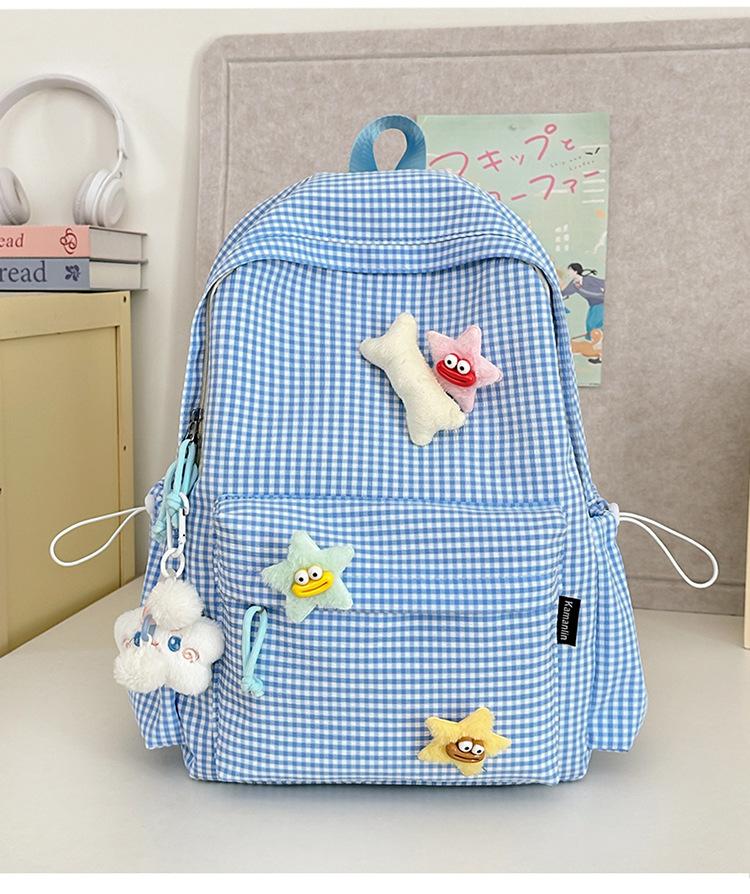 School Bag for Girls 1011 New Candy Color Sweet and Fresh Student School Bag Original Floral Plaid Large Capacity Backpack