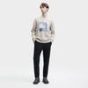 Fila 2023 Winter New Simple Loose Knit Sweater With Monet Print Round Neck Long Sleeve Men Sweater Soft-Khaki Flower-Gray F11M348401F-LK