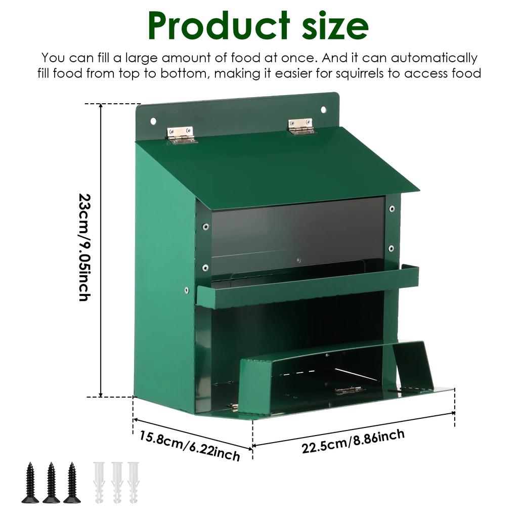 Metal Squirrel Feeder with Transparent Bin Roof Feeders for Outdoor Garden Backyard Sturdy Food Containers Squirrel Feeder House