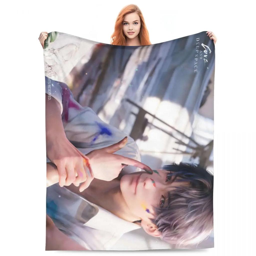 GUOYU Blanket Warm Soft Decorative Throw Blanket Rafayel Love Deep Space Bedding Flannel Bedspread for Living Room Comfortable Sofa Cover