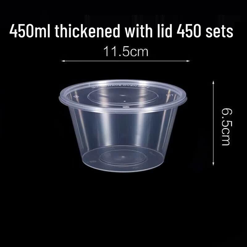 Disposable Transparent Round Lunch Boxes with Lids (450 Count)