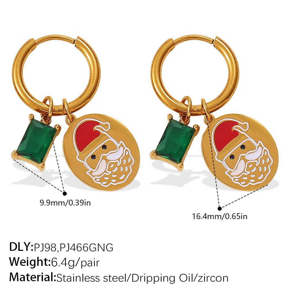 Christmas Wind DIY Pendant Earrings Stainless Steel Gold-plated Fun Pendant Combination Earrings Jewelry Women