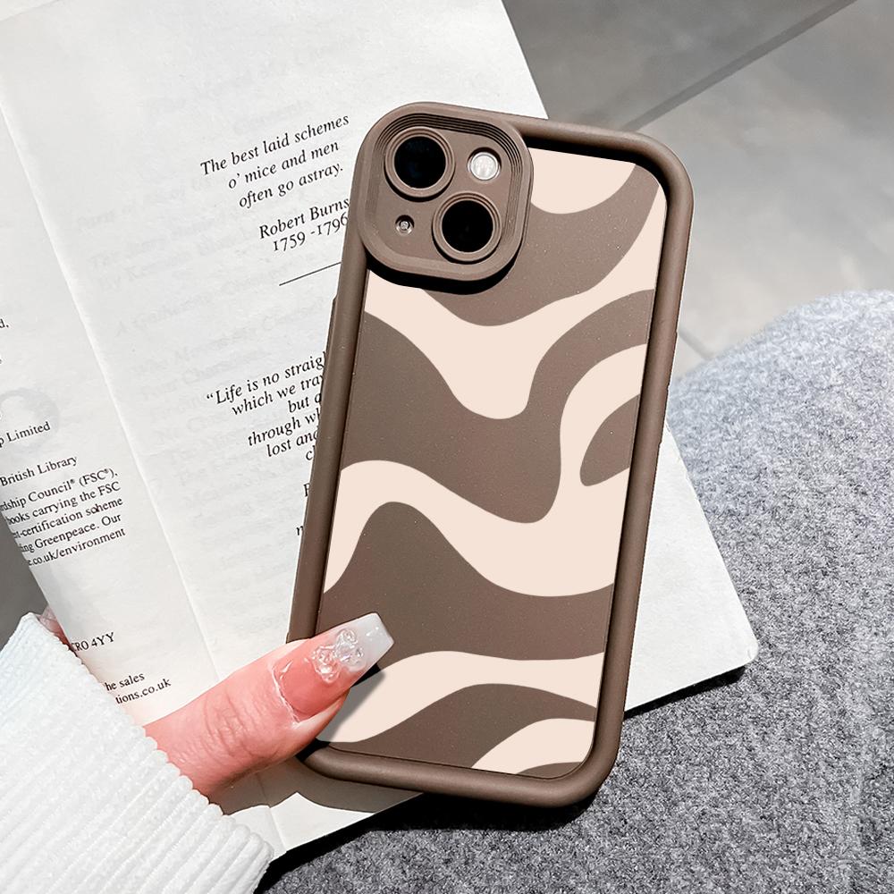 IPhone 16 15 14 13 12 11 Pro Max XS Max XR X SE 8 7-ისთვის შავი ზებრის ზოლიანი ნიმუში რბილი სილიკონის სრული ლინზის დამცავი დარტყმაგამძლე ქეისი