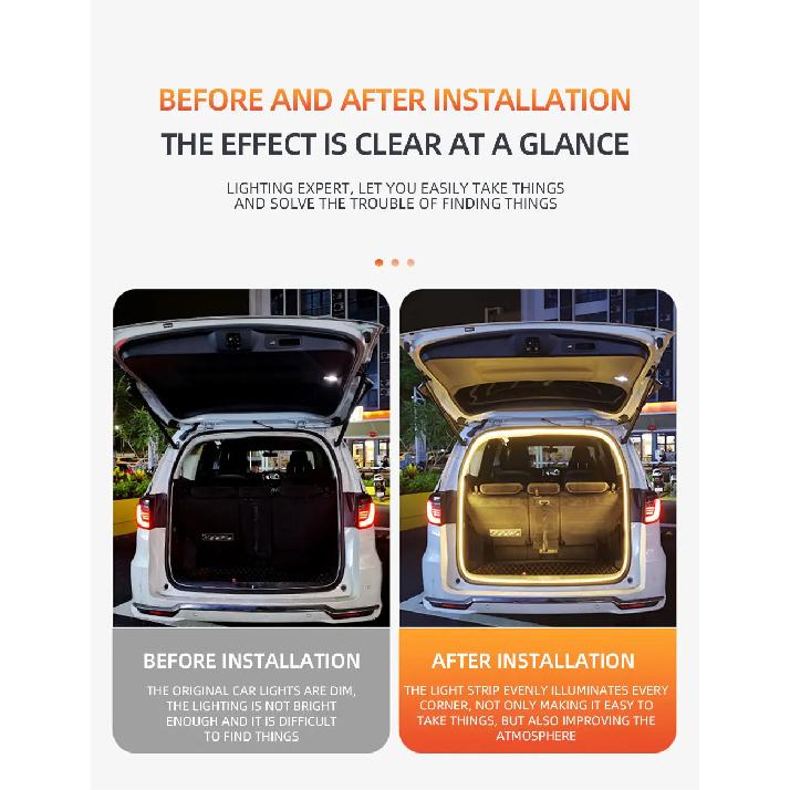 Car high brightness trunk lighting ambient light interior decoration LED wiring free automatic sensing tailgate light strip