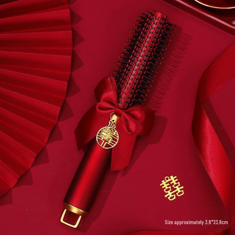 

Red Wedding Massage Comb: Anti-Static Curling Air Cushion Brush for Couples Gift