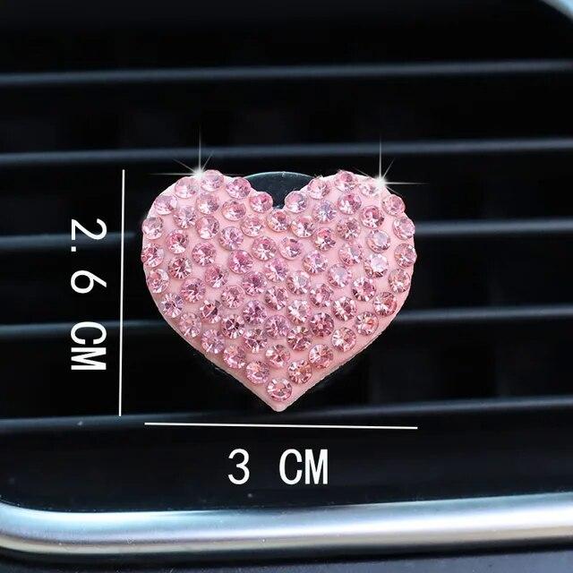 Heart-shaped Car Air Outlet Perfume Clip Rhinestone Car Air Conditioning Air Outlet Perfume Decoration Clip Car Auto Accessories