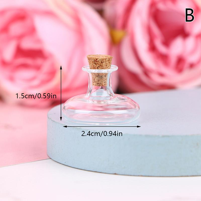 1:12 Dollhouse Mini Wish Bottle Glass Storage Bottle W/Cork Candy Jar Home Decor