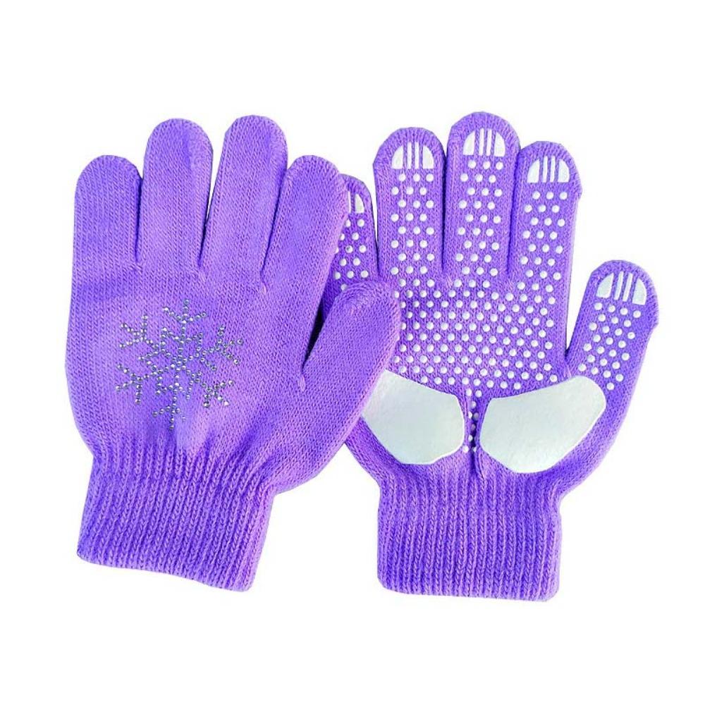 Rhinestone Figure Skating Gloves Palm Protection Kids Skating Mittens Winter Sports