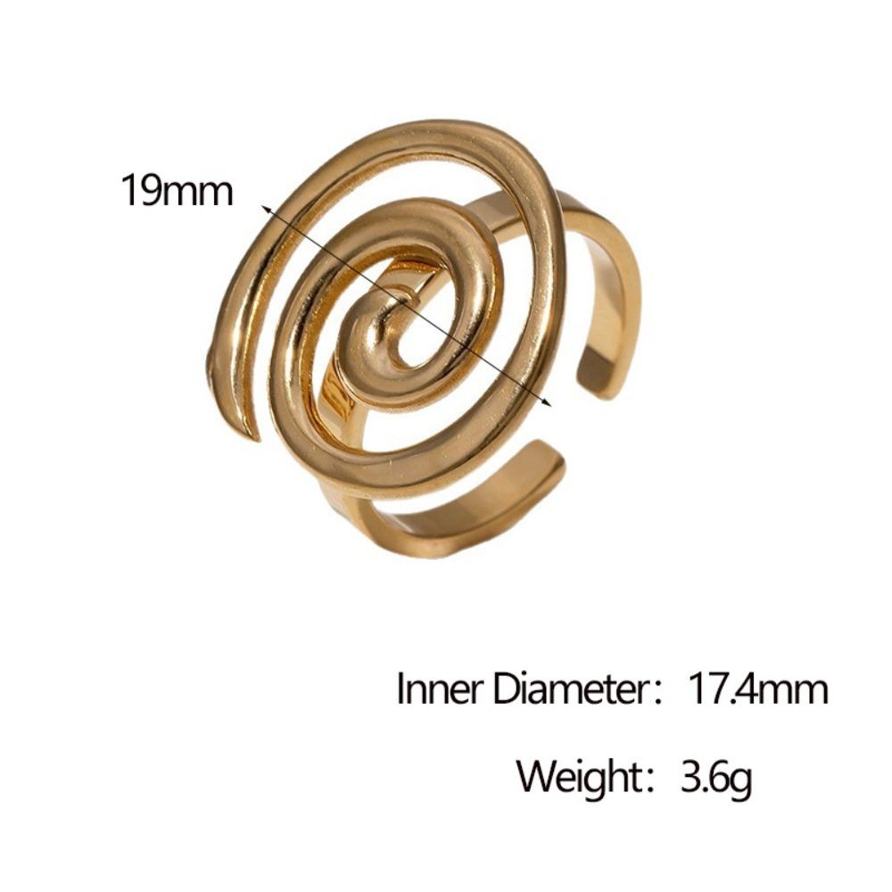 Simple Personality Stainless Steel Geometric Spiral Vortex Adjustable Opening Ring for Women Finger Jewelry Accessories Gifts