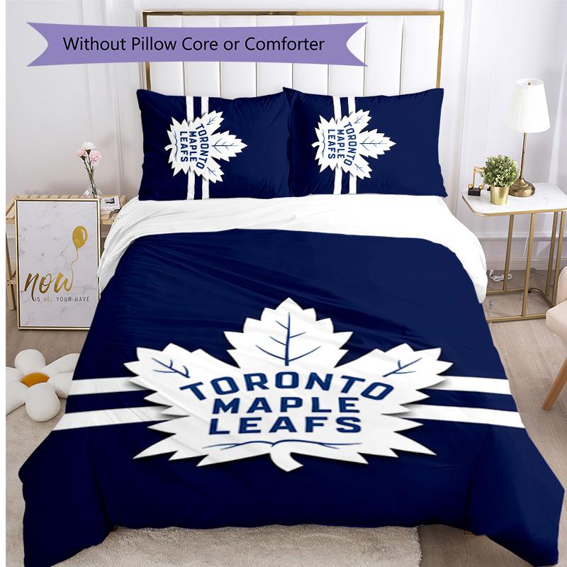 Toronto Maple Leafs Printed 3PCS Bedding Set Soft Breathable Duvet Cover Pillowcases Set Washable Bedroom Decor Home Gift