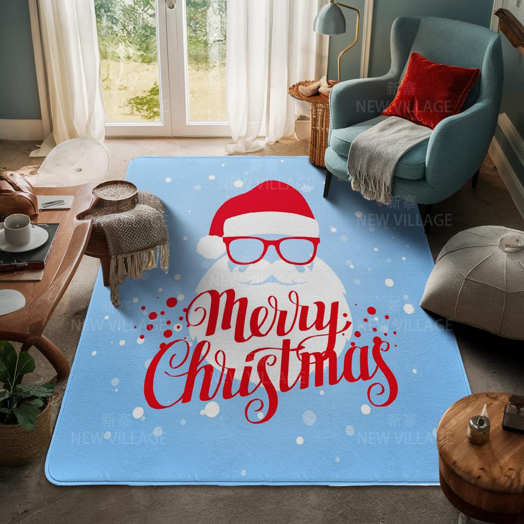 House Entrance Carpet Home Door Mat Living Room Bath Foot Bathroom Non-slip Water Absorption Rugs Bath Merry Christmas Winter