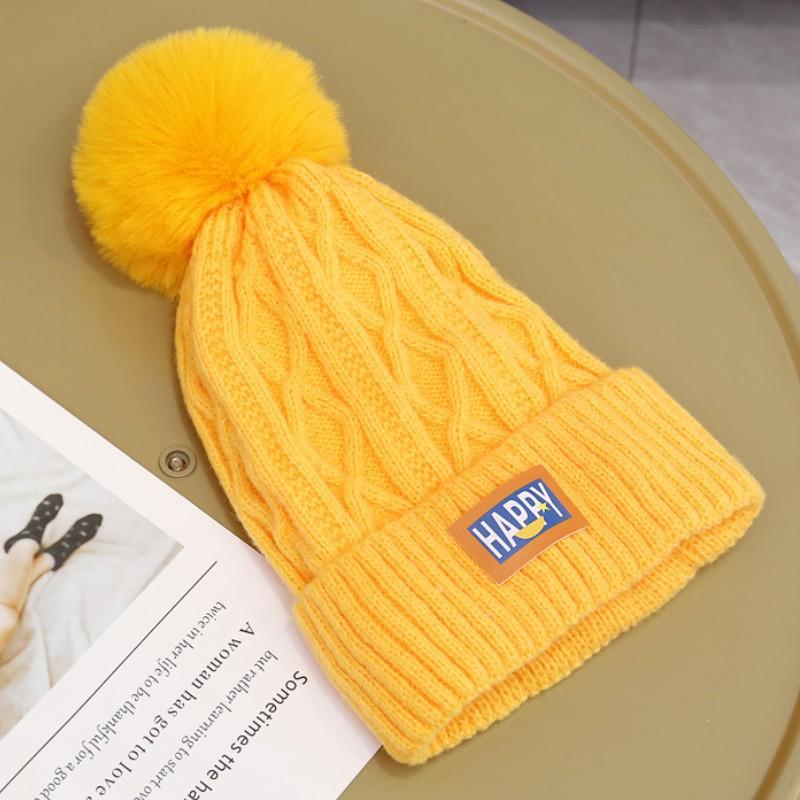 Winter hat women's new velvet thickened ear protector hairball hat versatile warm and cold-proof hat sleeve knitted hat tide