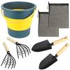 Clam Digging Complete Set: Ninja Rake, Shovel, Folding Bucket, Clam Digging, Beach Play, 2-4 People, Marine Leisure (Blue)