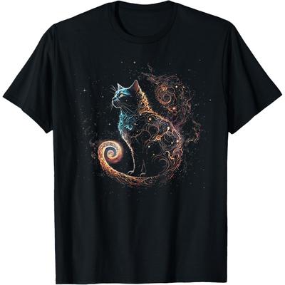 Cat In The Galaxy And Space Kitten Cat Head T-Shirt