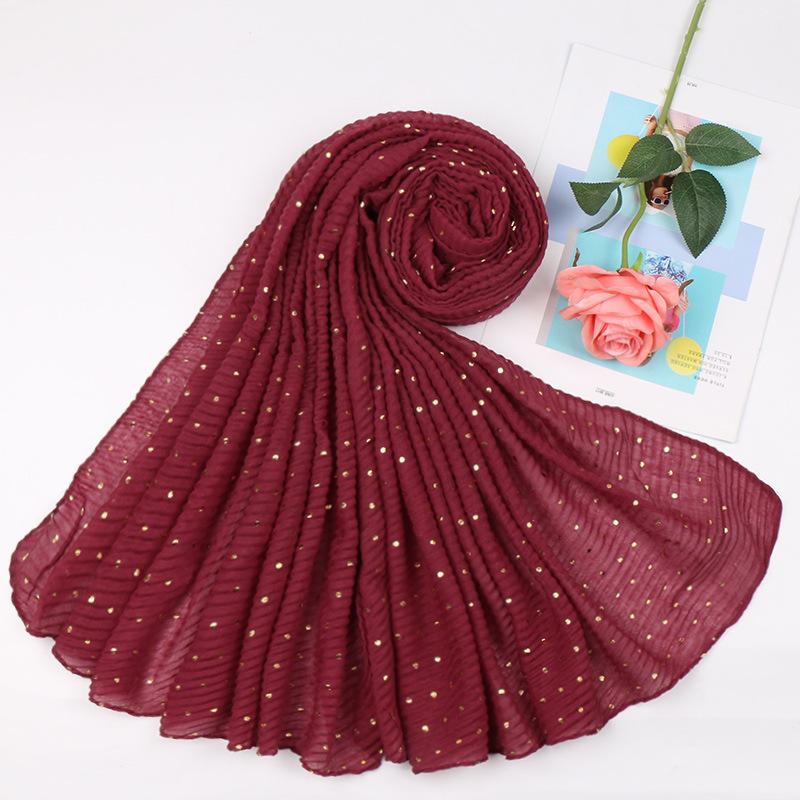 90*200cm muslim crinkle hijab scarf islamic sprinkle gold scarves with hot stamping foulard femme musulman solid shawls