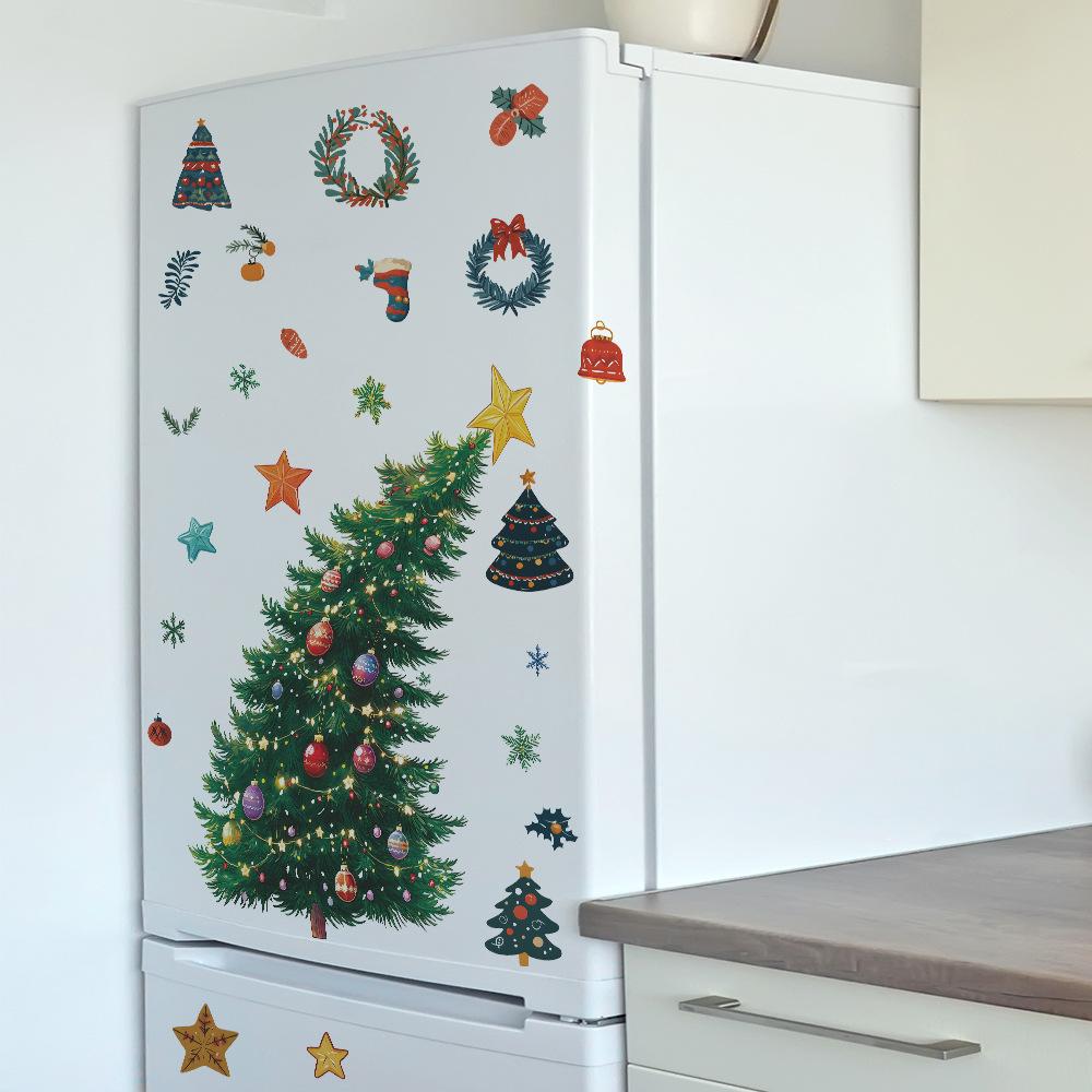 Christmas Tree Star Garland Kitchen Refrigerator Sticker Home Beautification Decorative Wall Sticker