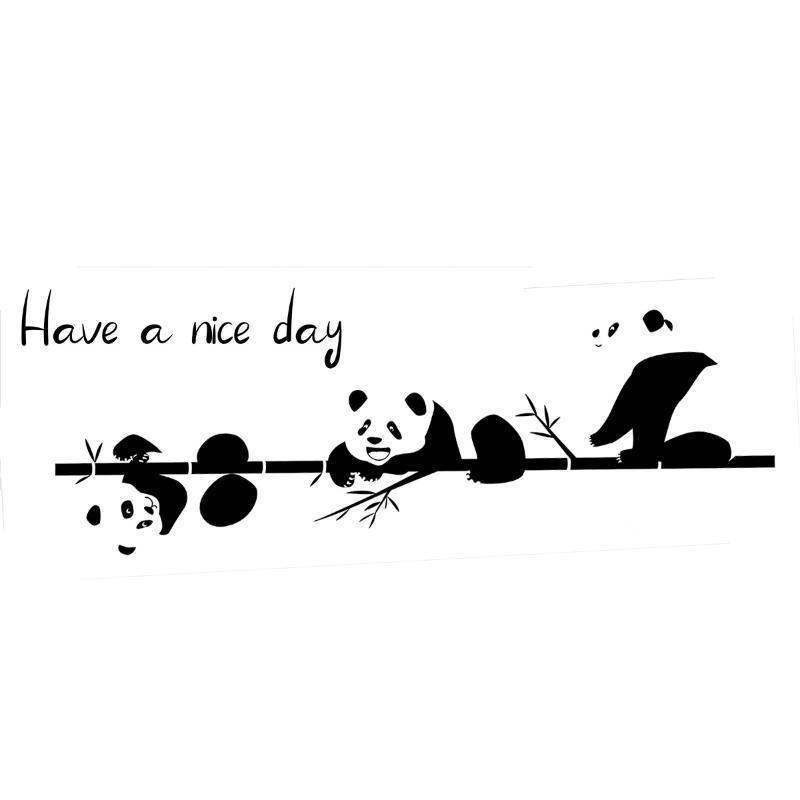 Wall Stickers Cartoon Animal Bamboo Three Pandas Glass Window Mirrors Decorative Stickers Home Wall Stickers Self Adhesive