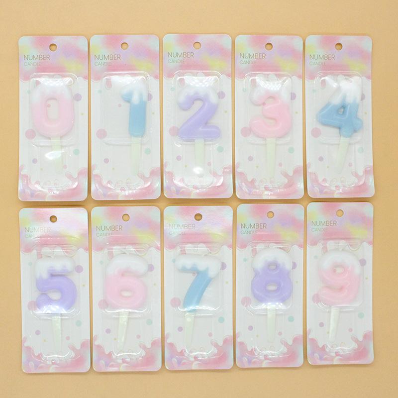 

Крем для украшения торта INS Красочная свеча-цифра Мультяшная атмосфера для вечеринки в честь дня рождения Конфетный цвет Свеча-цифра 0-9 Colorful Cream Digital Candle 9