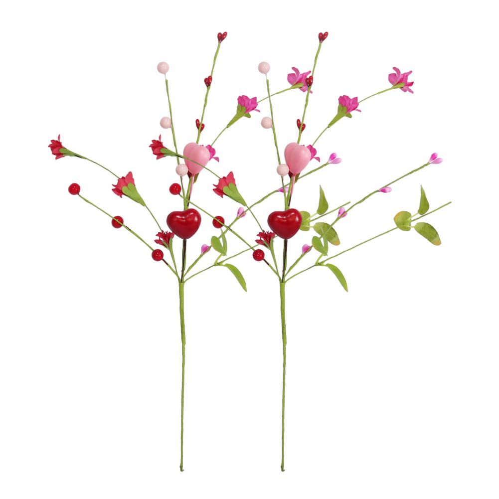 Valentine's Day Artificial Berry Stems Pink Red Heart Shaped Berry Picks for Valentine Day Wedding Party Anniversary Home Decor