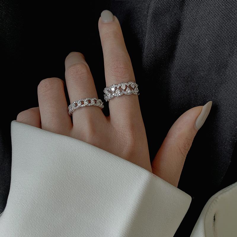 Full Diamond Ring Light Luxury Niche Feeling Index Finger Ring Women'S Fashion Personality Temperament Hand Jewelry