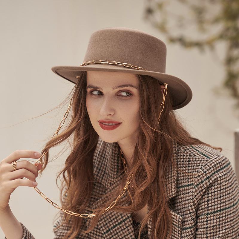 Autumn and Winter New Women's Fashion Versatile Top Hat Retro Simple Elegance Charm Real Wool Felt Hat