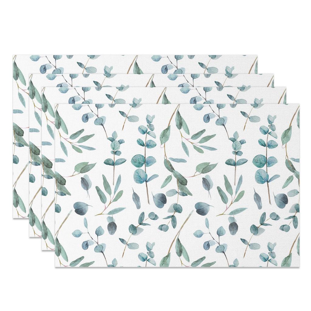Modern Minimalist Table Mats Fresh Leaf Branch Pattern Placemats Natural Style Waterproof HeatResistant for Dining Kitchen Decor