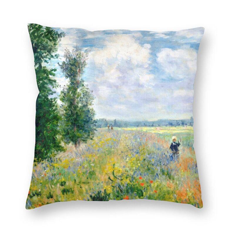 Claude Monet Printing Square Throw Pillow Cover Home Decor Printed World Famous Landscape Painting Cushion Cover For Living Room