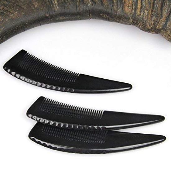 Ivymaker Hair Natural Buffalo Comb, Horn, Anti-Static, Unisex, Fine-Tooth, Black, 16-18cm