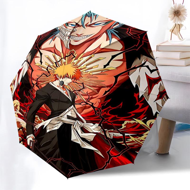 

1pc Bleach Ichigo Kurosaki Soul Reaper Umbrella, Automatic Opening, Foldable Design, Outdoor, Festival Gift for Fans, Travel, Daily Use, 8-Rib Iron Fr