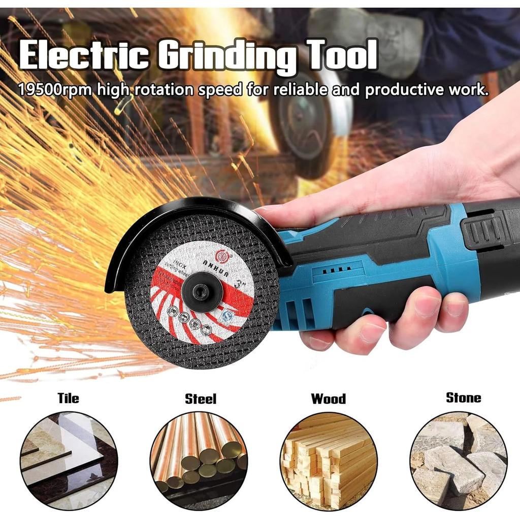Mini Angle Grinder, 19500rpm Electric Grinding Tool Mini Grinder Handheld Cutter,with 1pcs 12V 3600mAh