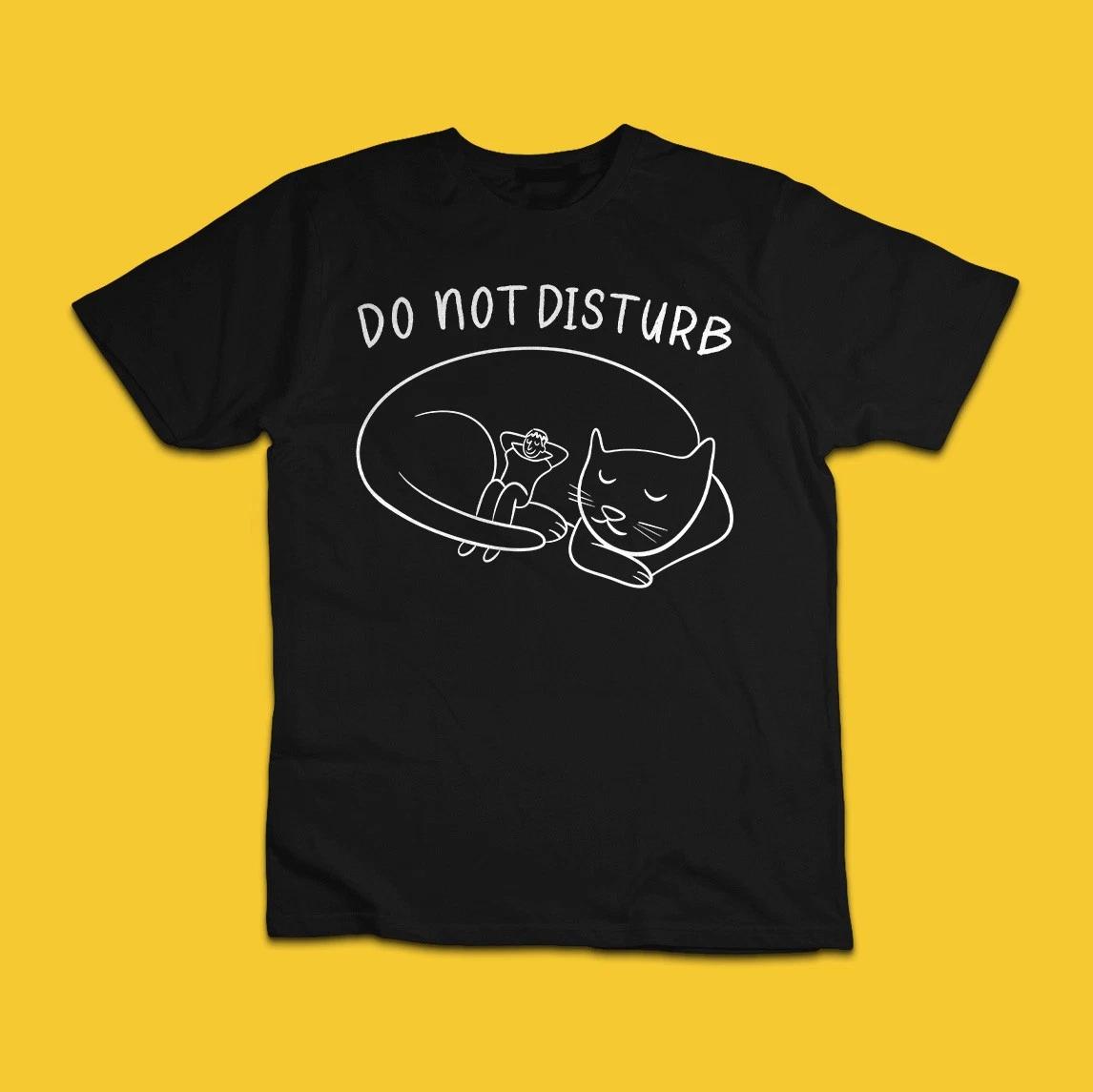 Do Not Disturb Sleeping Cat Funny Relaxing Graphic T-Shirt S