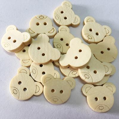 20 vnt meškiuko pakabukai 2 skylučių medžio siuvimo sagos vaikams 13x11mm