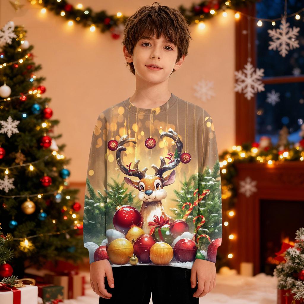 Vánoční mikina Chlapci Dívky Ošklivá Vánoční košile Crewneck Batole Dlouhý rukáv Pulovr Outfit Topy