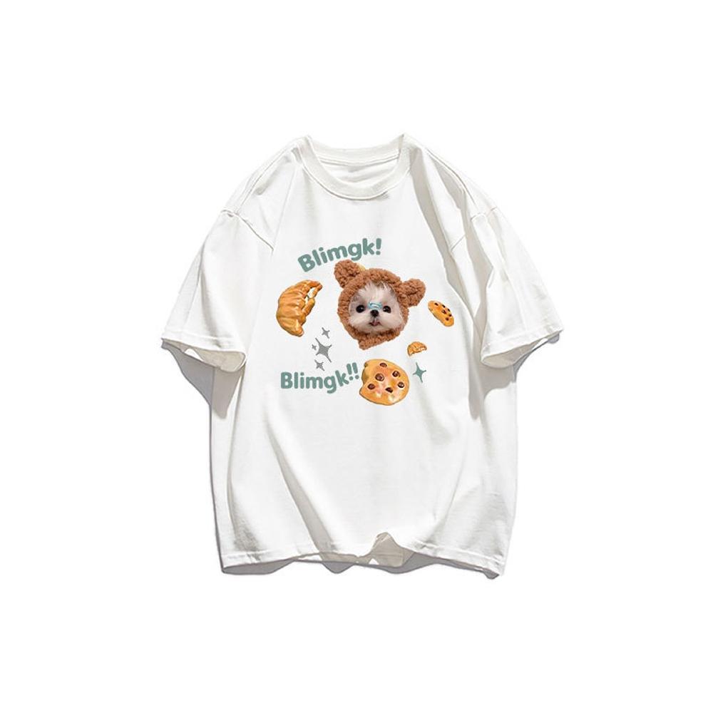 Y2k Casual Tops Female Clothes Girls Korean Fashion Blouse Kawaii Harajuku Streetwear Pet Dogs Cats Graphic Tees Women's T-shirt