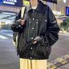 Leather jacket men's new spring and autumn ruffian handsome fried street loose tide brand American high street locomotive pu leather jacket