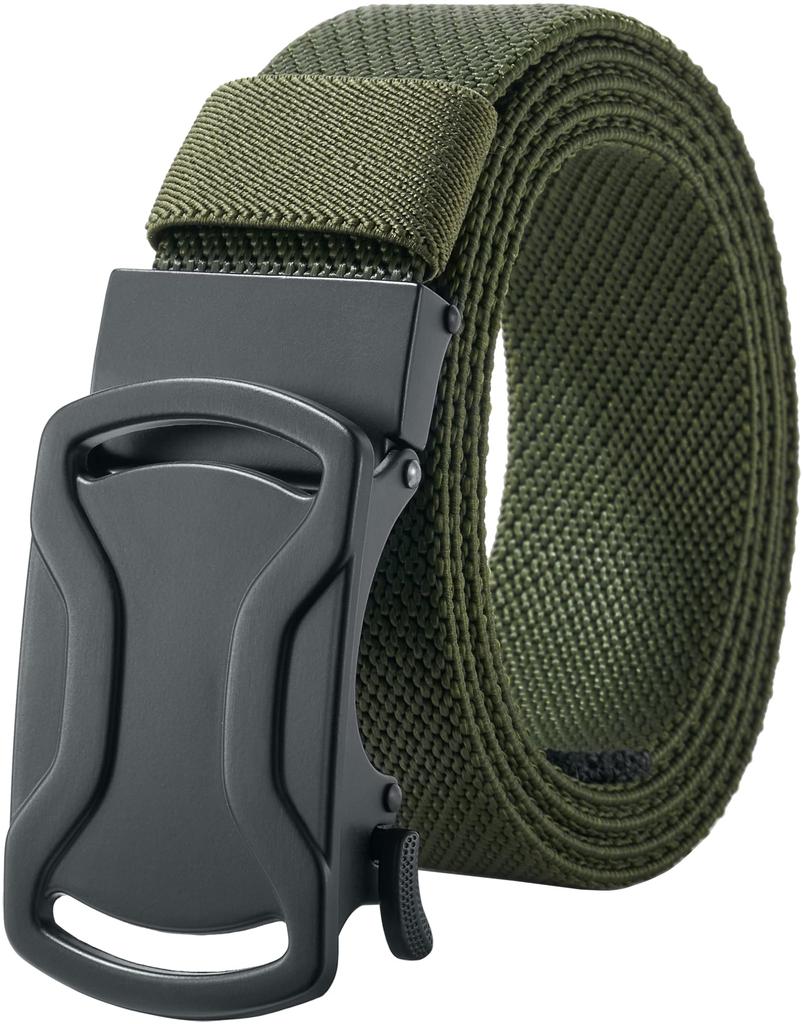 LionVII Stretchable Nylon Belt Perfect for Golf Outdoor No Adjusts Alloy Automatic Buckle 120cm Weave Men's - Auto-Lock, Work, Sports, Hiking, -
