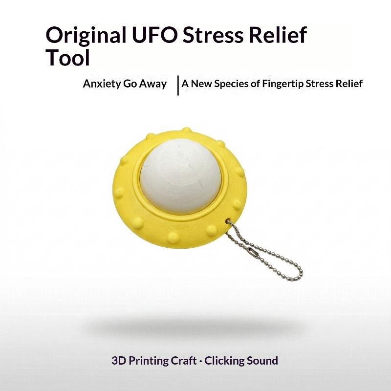 Ufo Shaped Decompression Clicker Keychain Toy 3D Printed Fidget Stress Relief Toy Stress Relief Mechanical Keyboard Key Pendant