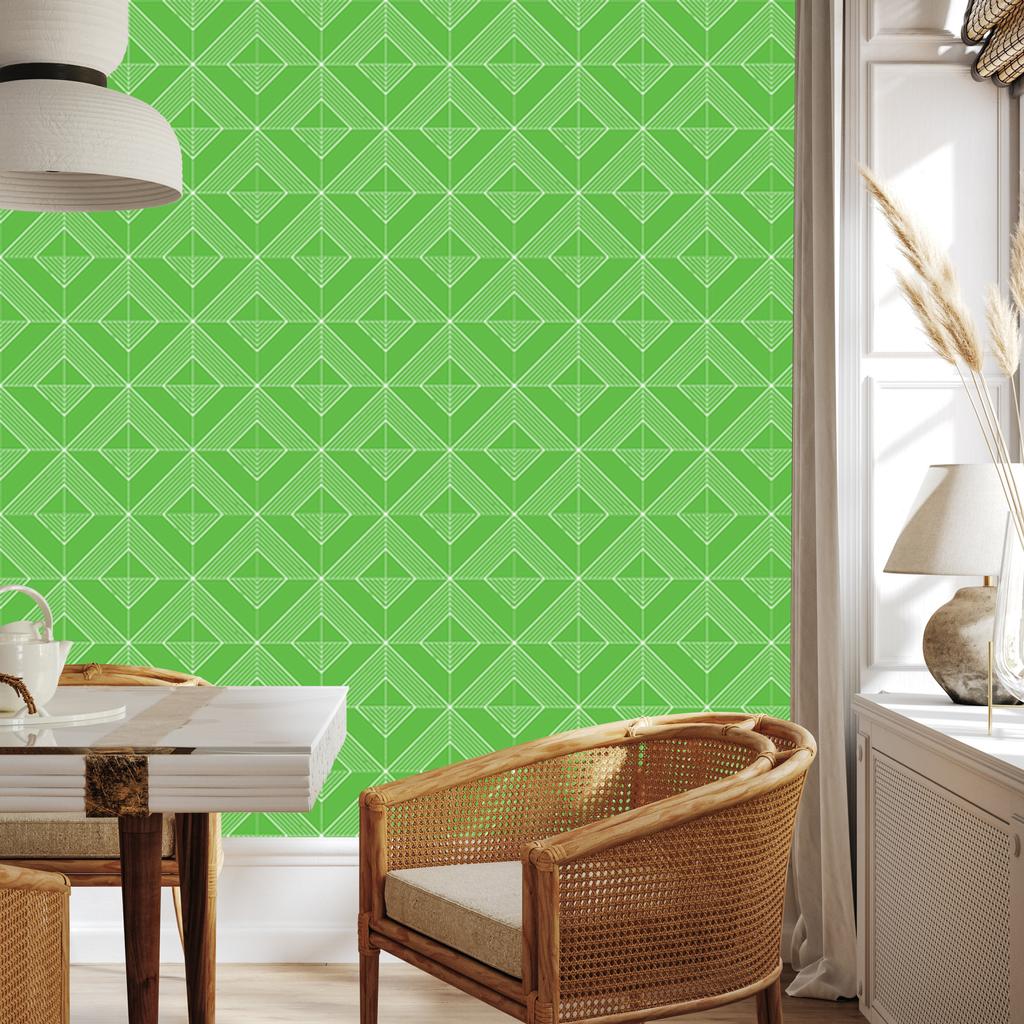 Wallpaper Geometric rhombuses green, center green 50x1000