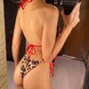 Dwustronny dwuczęściowy strój kąpielowy bikini w panterkę dla kobiet, strój kąpielowy dla kobiet, trzyczęściowy zestaw bikini, strój kąpielowy
