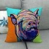 Retro Bemalte Schweine-Serie Muster Digitaldruck Kurzer Plüsch Kissenbezüge für Auto Sofa Büro Kissenbezug Heimtextilien