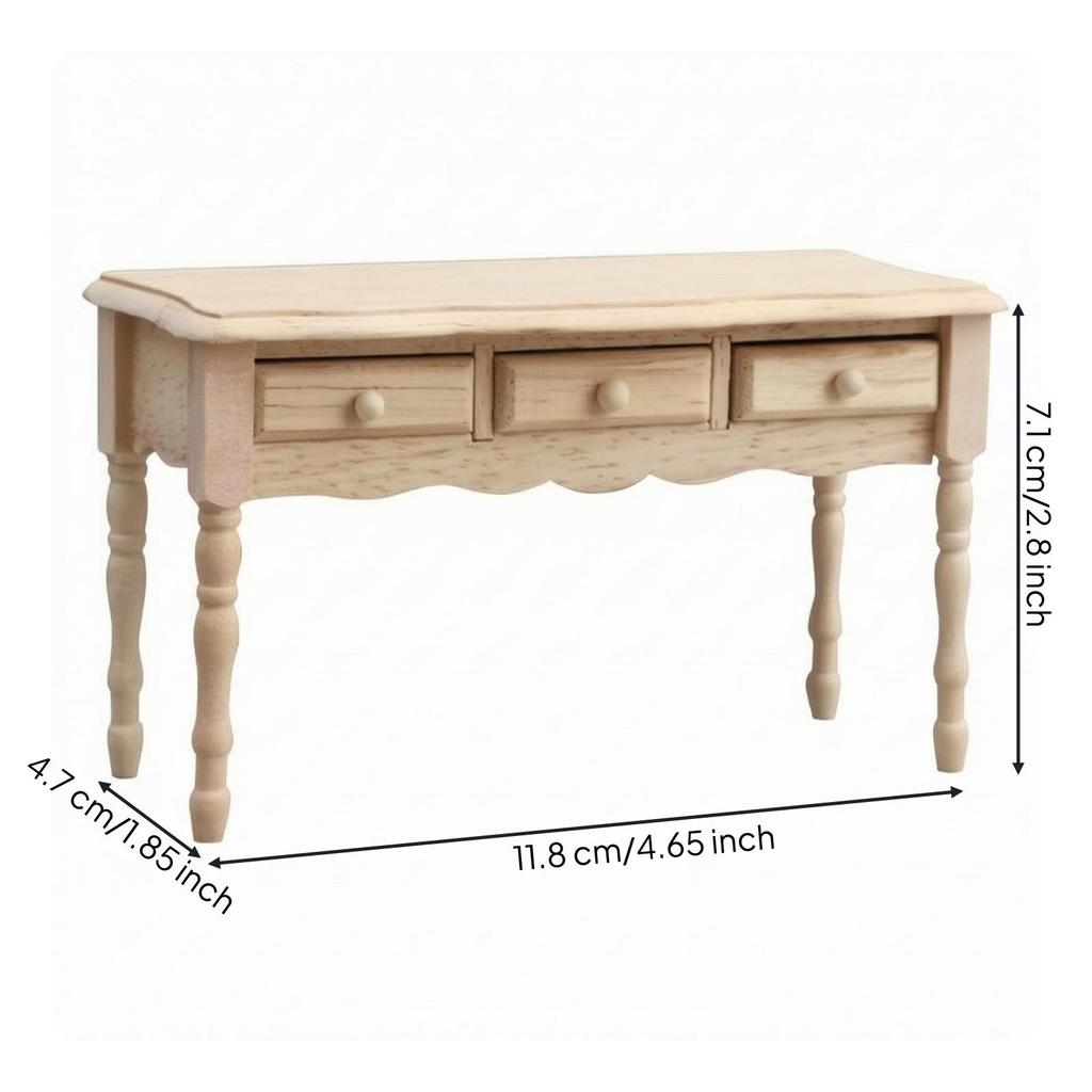 1:12 Scale Dollhouse Desk Apron with Drawers Turned Legs