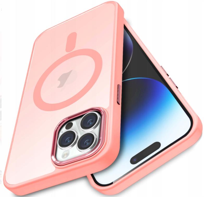 Etui case obudowa plecki magsafe do apple iphone 14 pro różowy case + szkło