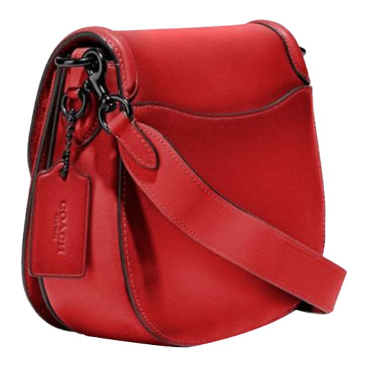 New COACH Beat Leather Saddle Bag, Shoulder Bag, Crossbody Bag Small Size Women's Red C3738-B4TFM