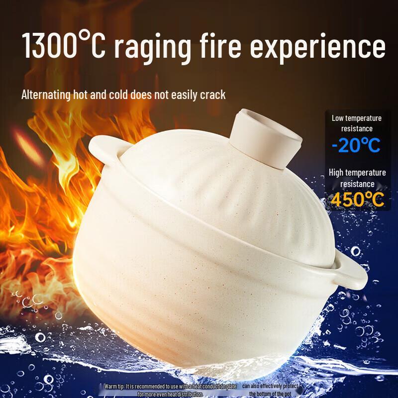 Chu Da Huang 3.5L Double-Lid Ceramic Casserole Pot